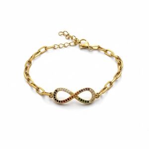 Gold Infinity Bracelet with Multicolor Stones